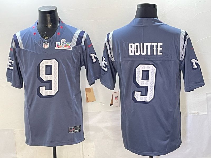 Men 2026 New England Patriots #9 Boutte Blue 5th generations Nike Limited NFL Jersey style 012